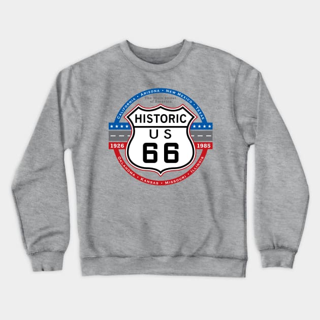 Historic Route 66 Crewneck Sweatshirt by DesignWise